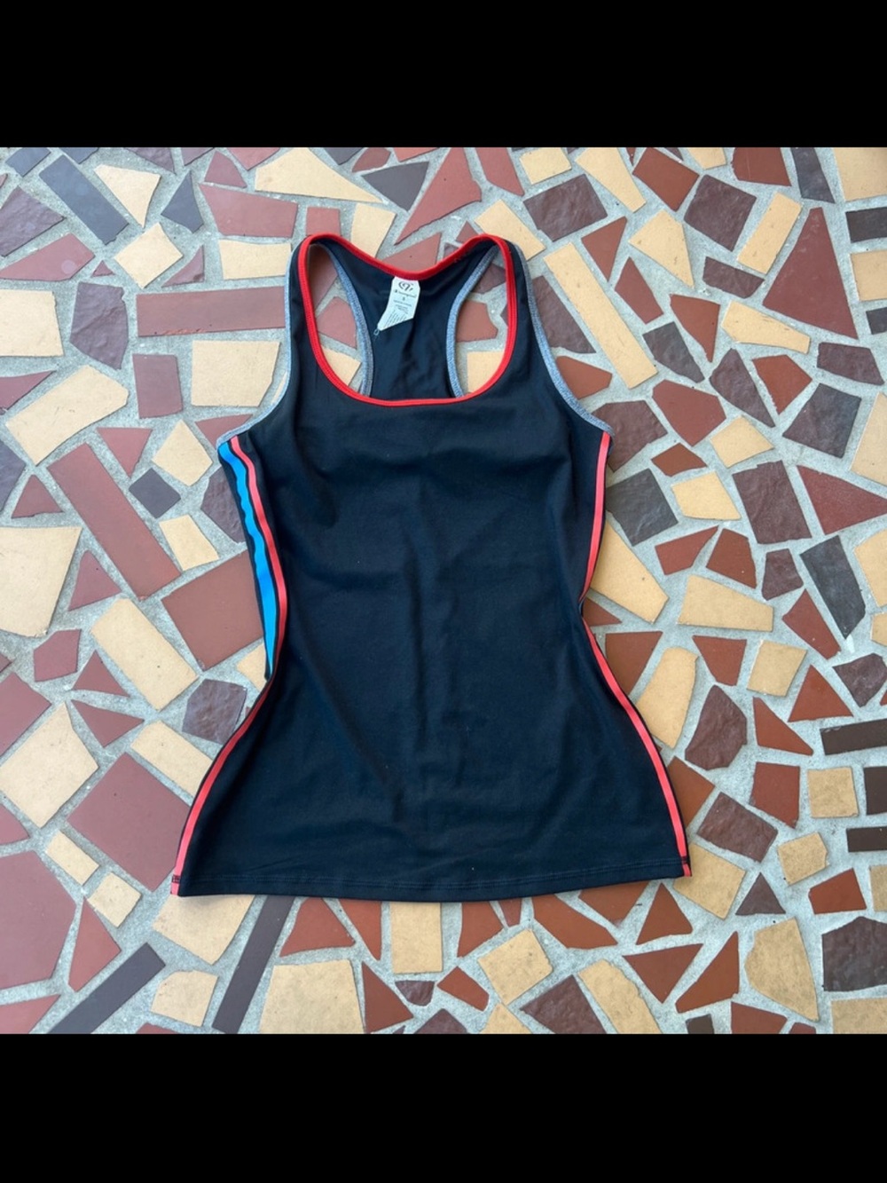 Women’s Black Racerback Tank with Red Trim
